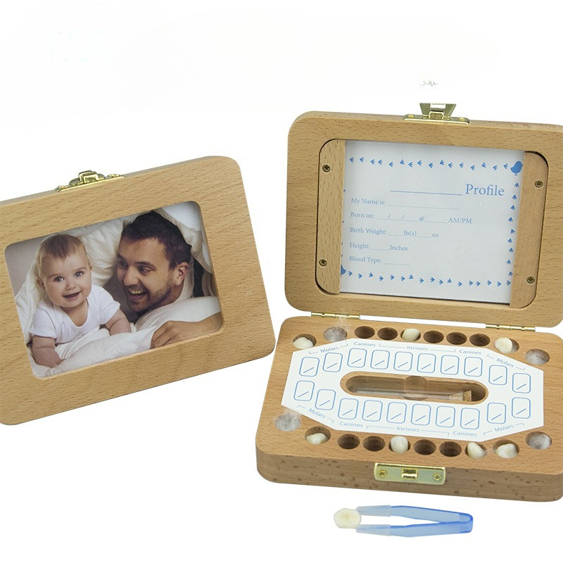 Baby Products Photos - 나무 사진 프레임 아기 치아 상자