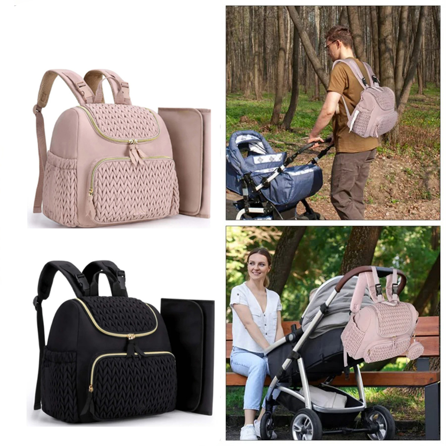 대용량 출산 기저귀 가방 배낭 니트 패턴 아기 기저귀  - Diaper Bag Backpack 리뷰 및 가격